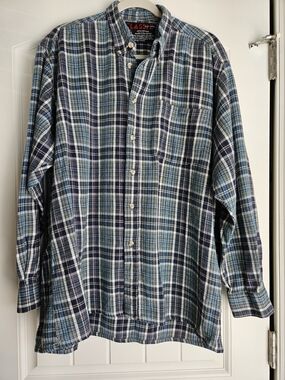 Classic Men's Plaid Button-Down Shirt - Blue/White
